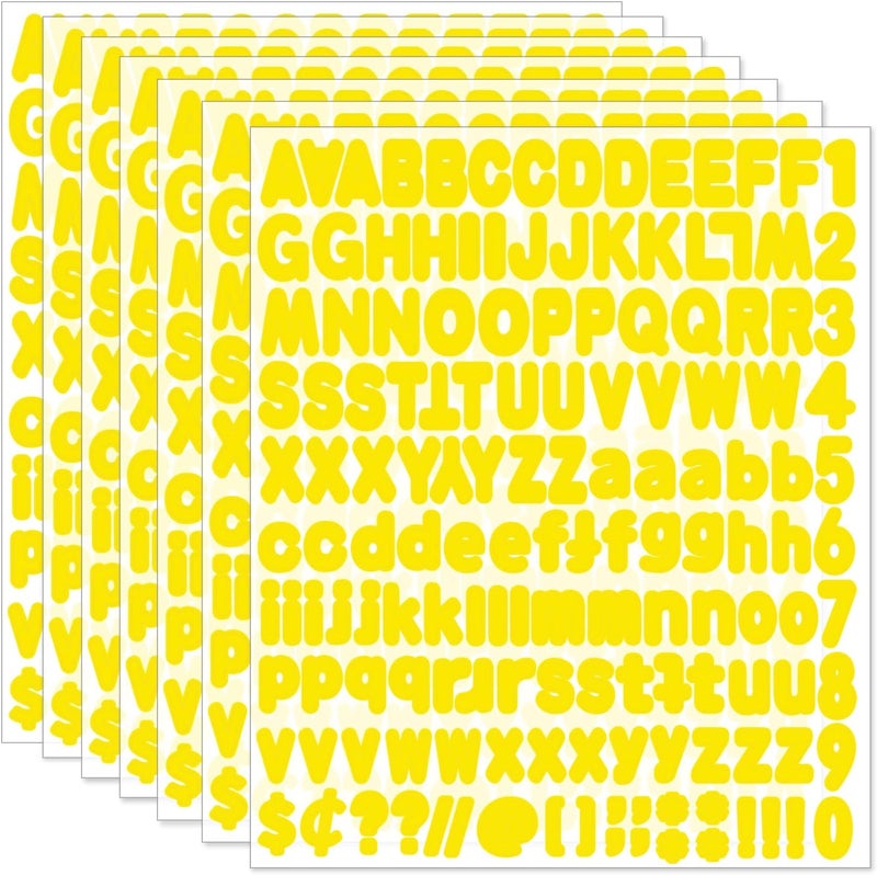 starboling Alphabet Stickers, 1'' Yellow Letter Stickers - 12 Sheets, Self-Adhesive Vinyl for Mailbox Numbers, Bulletin Boards, Classroom & Home Decor - Image 1